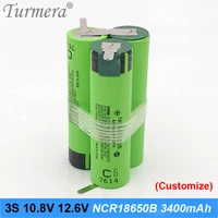 3s battery 18650 pack ncr18650b 3400mah 10 8v 12 6v welding solder battery for screwdriver tools battery customized battery