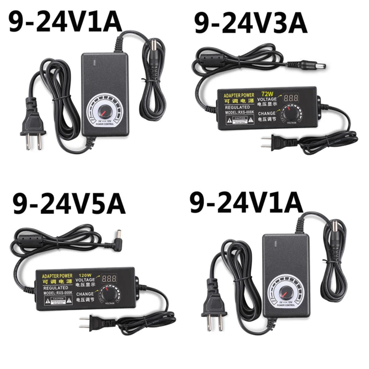 

Universal 110-220V AC/DC 9V 9.5V 12V 13.5V 14V 15V 1A 2A 5A 17V 18V 19V 20V 22V 24V Adjustable Led Power Adapter 24V Supply