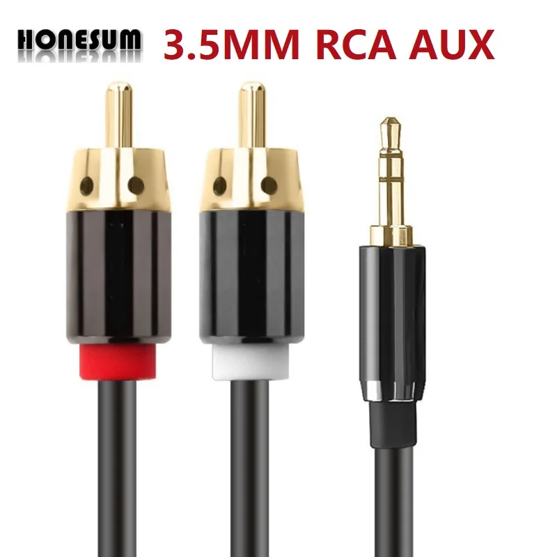 Аудиокабель из чистой меди 3 5 мм AUX на 2 RCA разъем для усилителей аудиокабель 2RCA