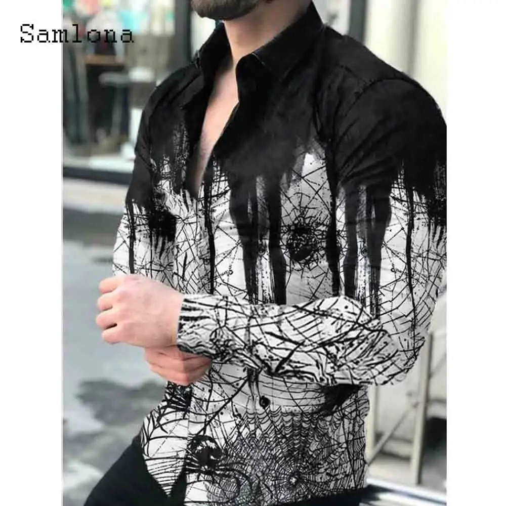 Long Sleeve Shirt blusas Sexy Men clothing 2021 Punk Style 3D Print Blouse Casual Pullovers Plus Size Man Fashion Top Streetwear