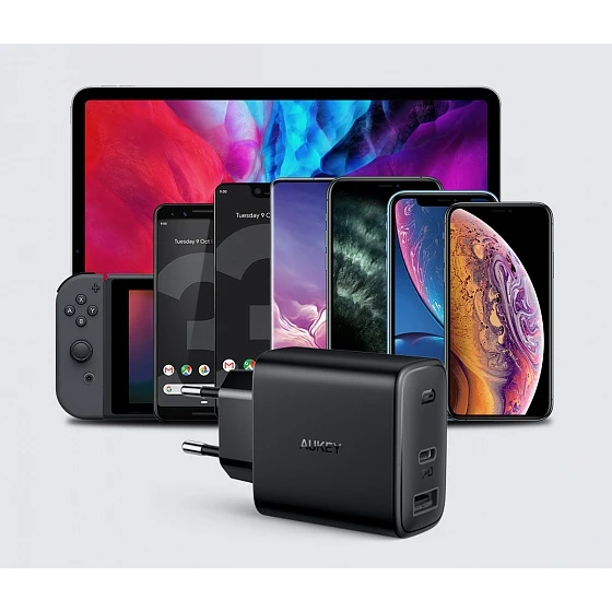 Зарядное устройство Aukey Dual Port 12W + Type-C PD 20W PA-F3S | Электроника