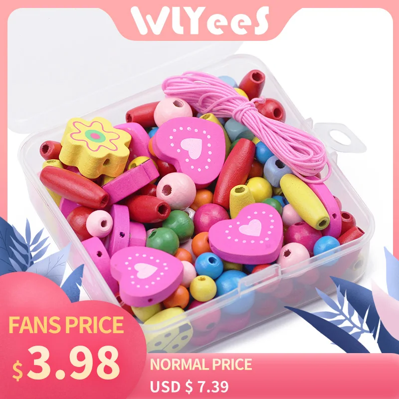 Коробка WLYeeS разных цветов деревянные бусины для детей обучающая игрушка сделай