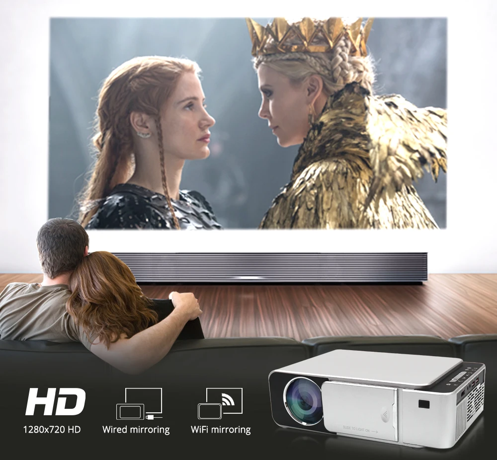Everycom мини-проектор T6 с разрешением 1280x720, светодиодный портативный HD мультимедийный проектор для домашнего кинотеатра, опционально Android wifi
