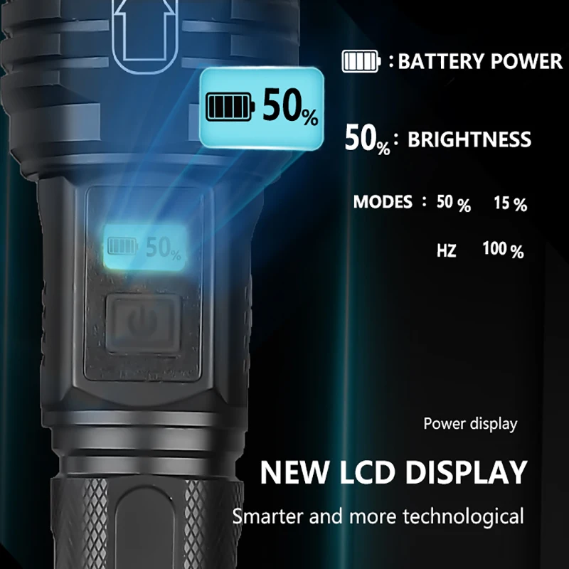 저렴한 2020 새로운 XHP90.2 가장 강력한 LED 손전등 48W USB 충전식 LED 토치 XHP90 전술 손전등 26650 18650 손 램프