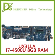 KEFU UX31LA For ASUS UX31LA Laptop Motherboard  UX31LA I7-4500U CPU rev2.1 8GB RAM Mainboard Test work 100%