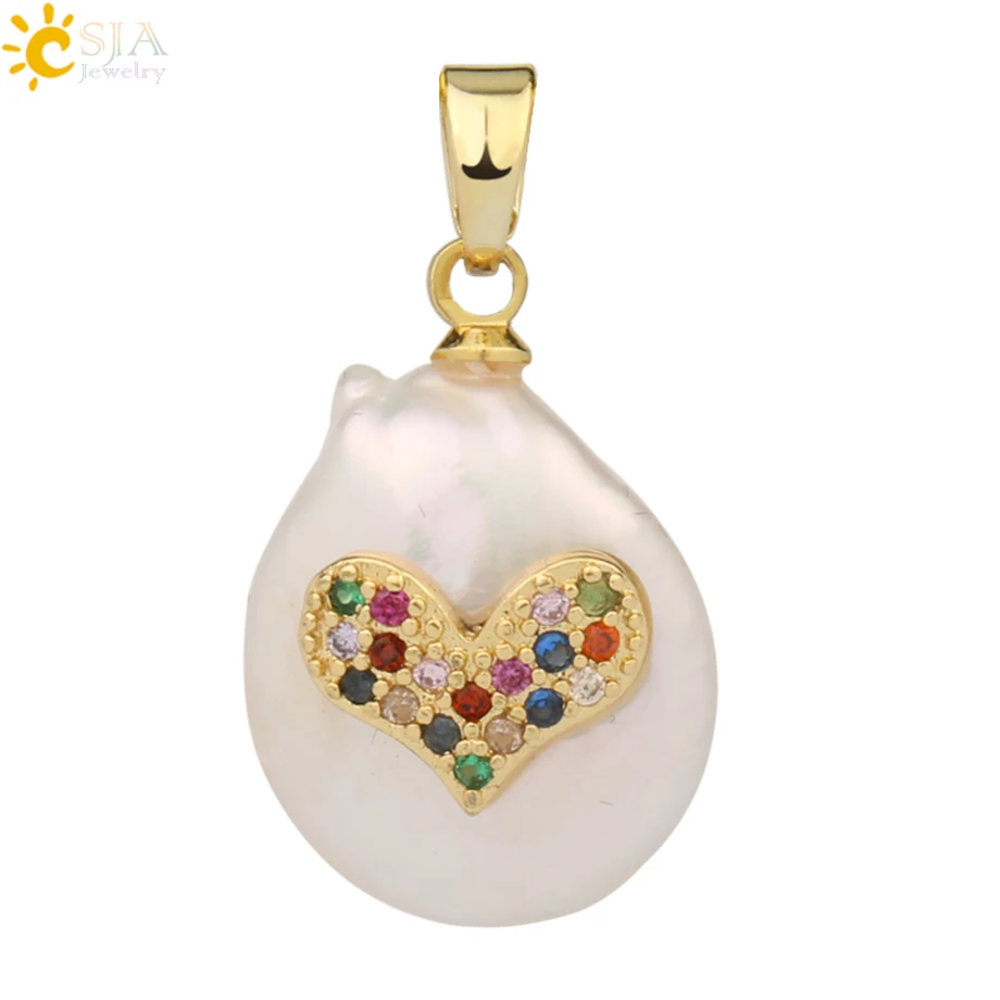 Pendant-C Csja кулон из пресноводного жемчуга, крошечное ожерелье из бисера, сердце из фианита подвески в форме цветов для детей, милое колье для девочек, модные украшения, G213 - Окраска металла: Pendant-C
