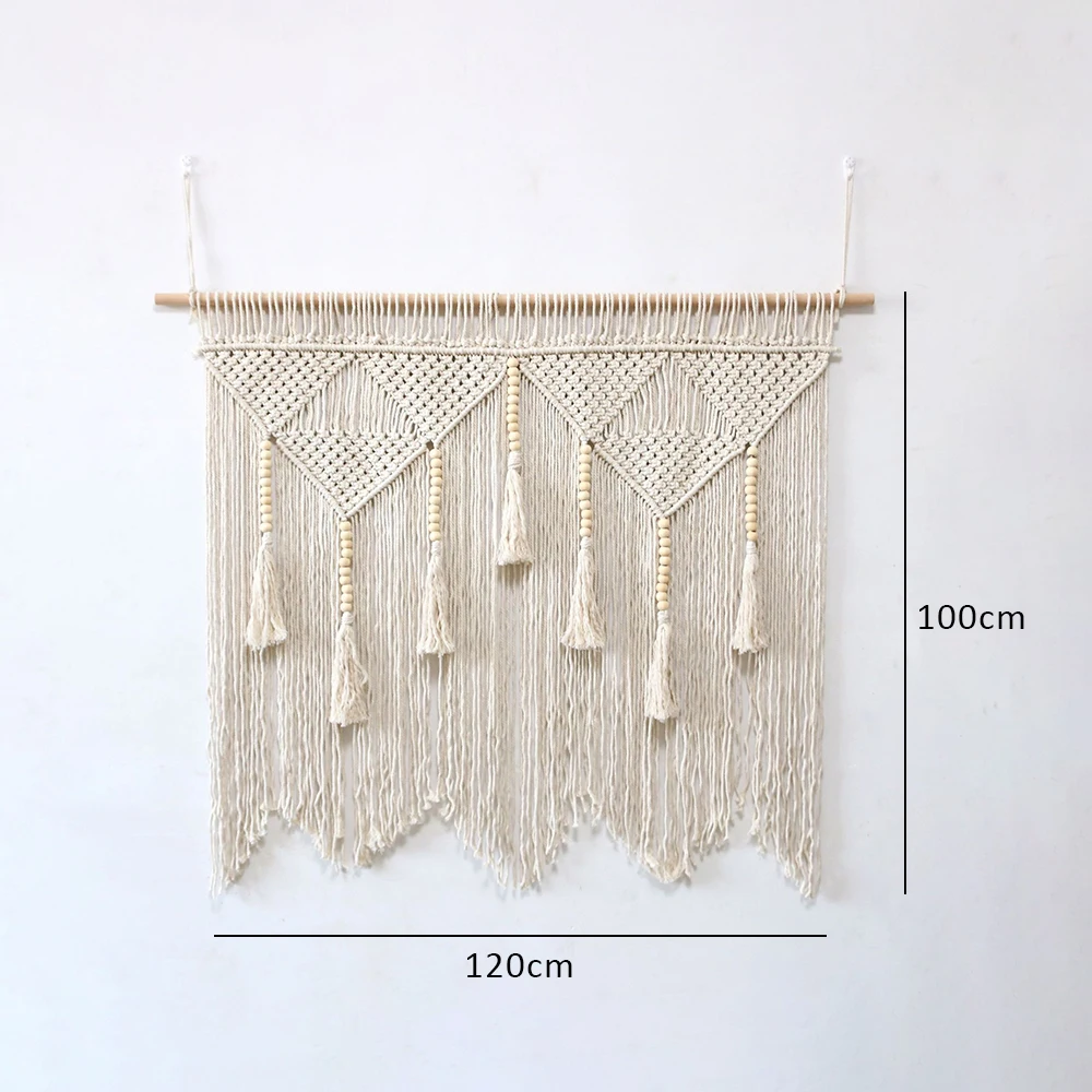

Nordic Style Macrame Bedside Wall Hanging Handwoven Decorative Bohemian Cotton Rope Boho Tapestry Simple Elegant Home Decor
