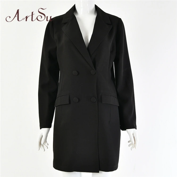 Женский облегающий Длинный блейзер Artsu пикантный костюм с V образным вырезом