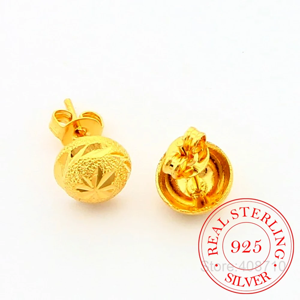 

100% 925 стерлингового серебра серьги для женщин 2020 желтого золота золотые украшения стильные сережки-гвоздики Свадебная вечеринка подарок дл...