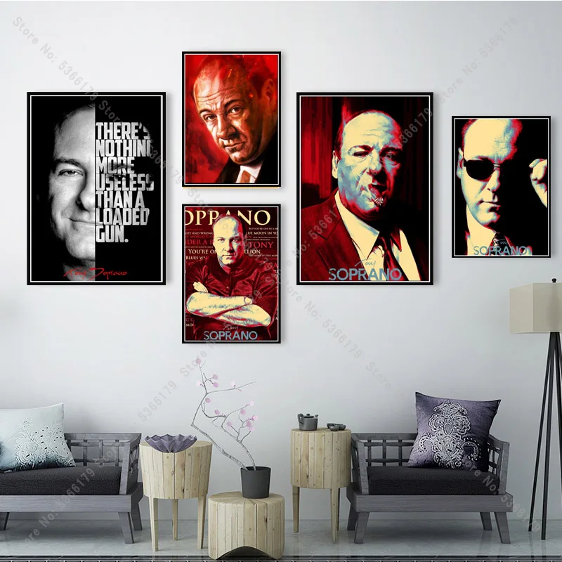 Плакаты NT617 с Тони Сопрано, Гангстер и классическим фильмом Крестный отец, масляная живопись, художественный канвас, изображение на стену для декорирования жилых и гостинных комнат.