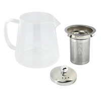 5sizes good clear borosilicate glass teapot with 304 stainless steel infuser strainer heat coffee tea pot tool kettle set
