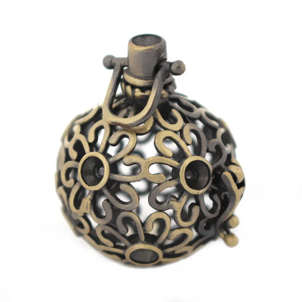 Винтажные полые филигранные круглые шаровые медальоны клетка кулон эфирное