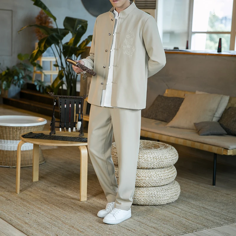 Осень-зима 2021 мужской костюм в китайском стиле Тан раньше комплект из двух