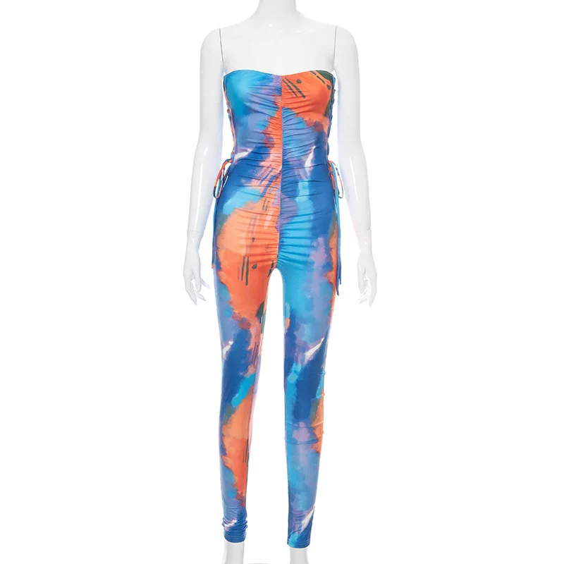 Женский Повседневный комбинезон на завязках длинный без бретелек с открытыми