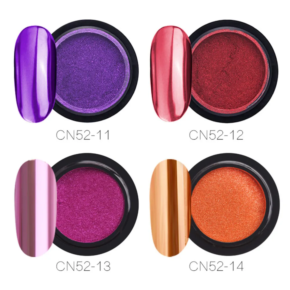 

14 Sets Nail Powder Metallic Nail Art Powder Mirror Effect Manicure Pigment with Sticks