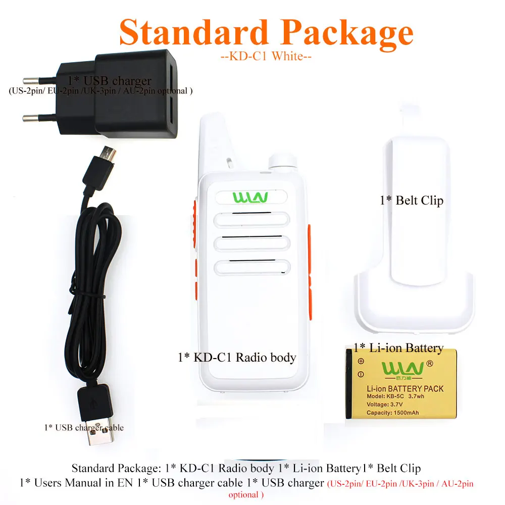 10 шт. WLN KD-C1 мини-рация UHF 400-470 МГц 5 Вт Мощность 16 канальный мини-портативный трансивер лучше, чем BF-888S