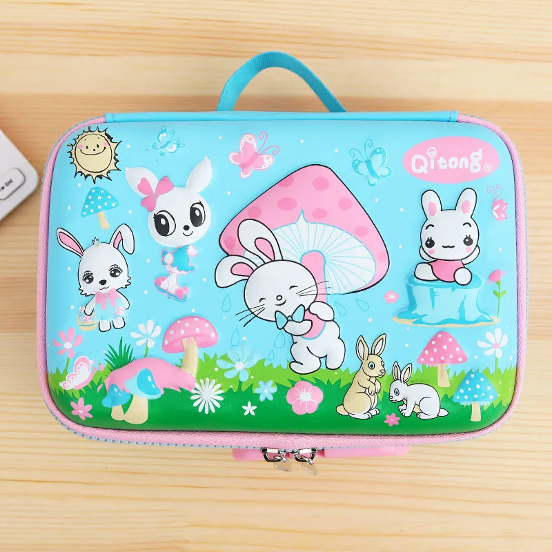 Blue Rabbit Kawaii школьный пенал для девочек и мальчиков, милый 3D Пенал для ручек, большой пенал с замком EVA, пенальти, канцелярские товары, большой мешочек - Цвет: Blue Rabbit