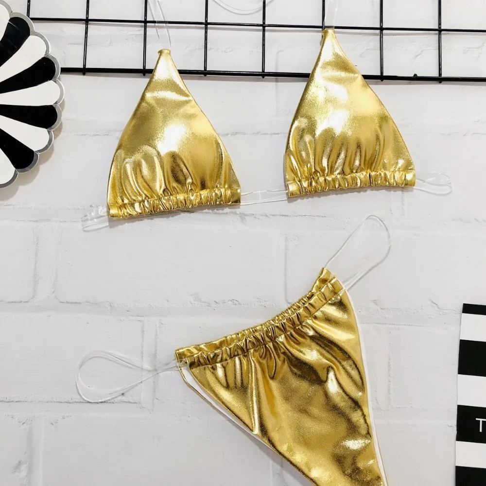 Женский прозрачный купальник бикини бразильский на бретельках с принтом зебры