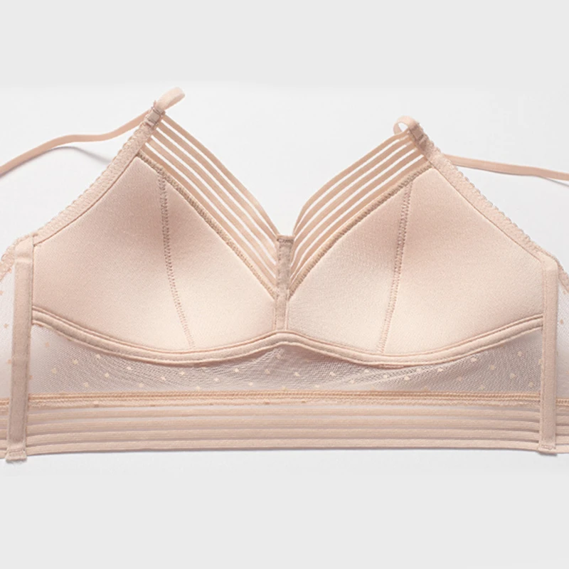 

Backless Strapless Bra Push Up Plus Size Women Bralette Wire Free Sexy Lace Thin Dots Mesh Lingerie Brassiere Low Back Underwear