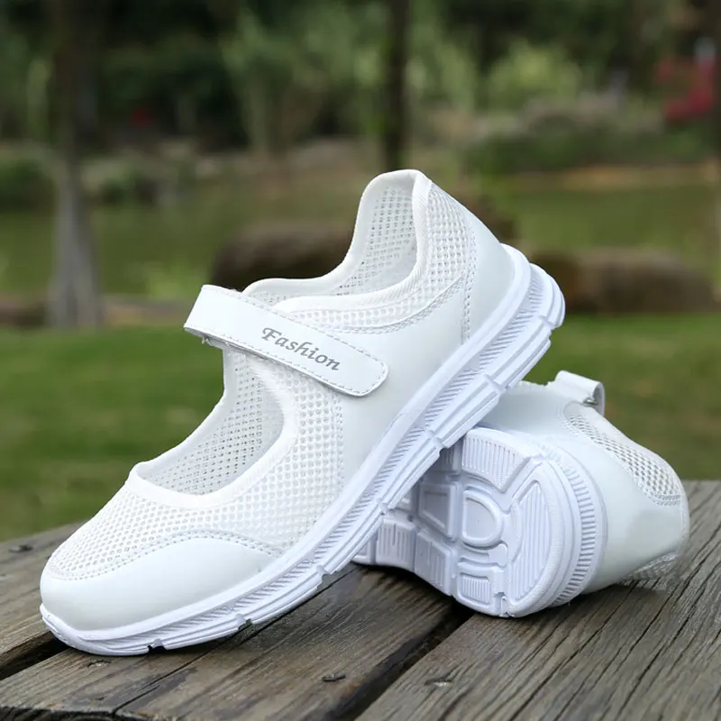 Туфли женские сетчатые на плоской подошве легкие дышащие | Обувь