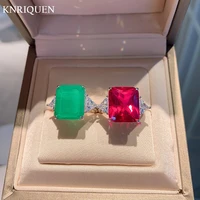 knriquen vintage 925 sterling silver 1214mm ruby emerald gemstone rings for girlfriend charms high quality party fine jewelry