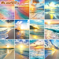 ruopoty oil painting by numbers kits seascape paint by numbers on canvas frameless 60x75cm scenery wall art diy home decor