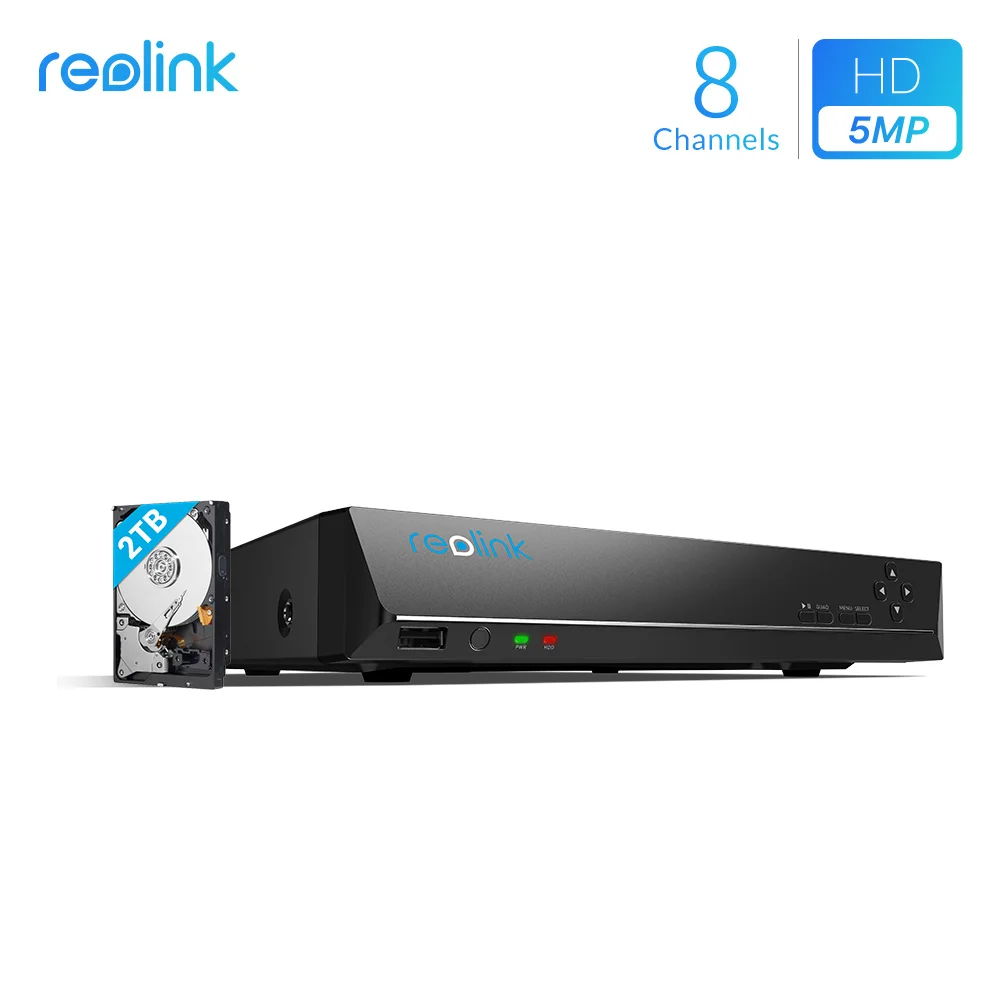 Reolink 8-канальный RLN8-410 5MP PoE NVR со встроенным 2 ТБ HDD для Reolink 4MP 5MP HD ip-камер только 24/7 видеомагнитофон