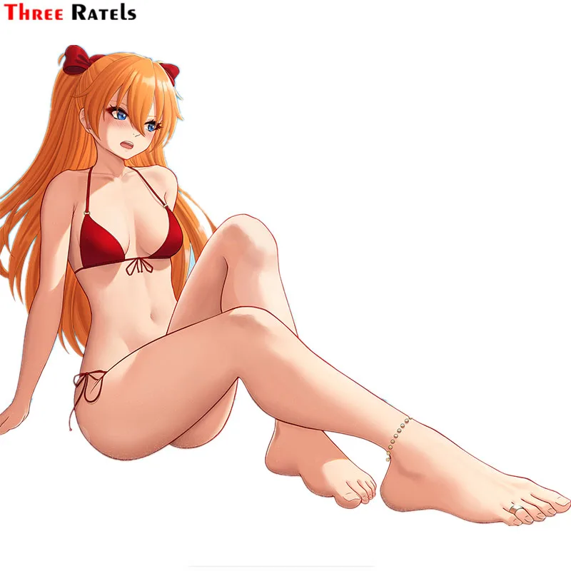 Забавные мультяшные купальники Three Ratels F341 Souryuu Asuka Langley наклейки для скейтборда