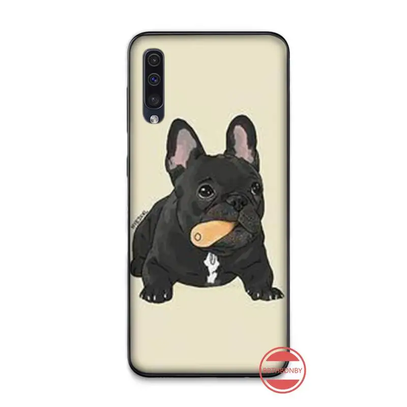 Милый мягкий черный чехол Bulldog для телефона Samsung A20 A30 30s A40 A7 2018 J2 J7 prime J4 Plus S5 Note 9 10 |