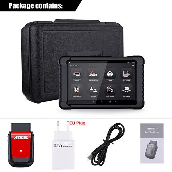 With EU Plug ANCEL X6 OBD2 автомобильный сканер полная система считыватель кодов ABS подушка безопасности масло EPB DPF дроссельная заслонка сброс OBD Автомобильный диагностический инструмент - Цвет: With EU Plug