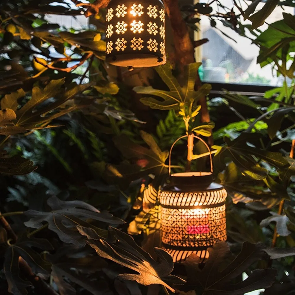 Европейский ретро старый кованого железа ветряная лампа подсвечник полый фонарь