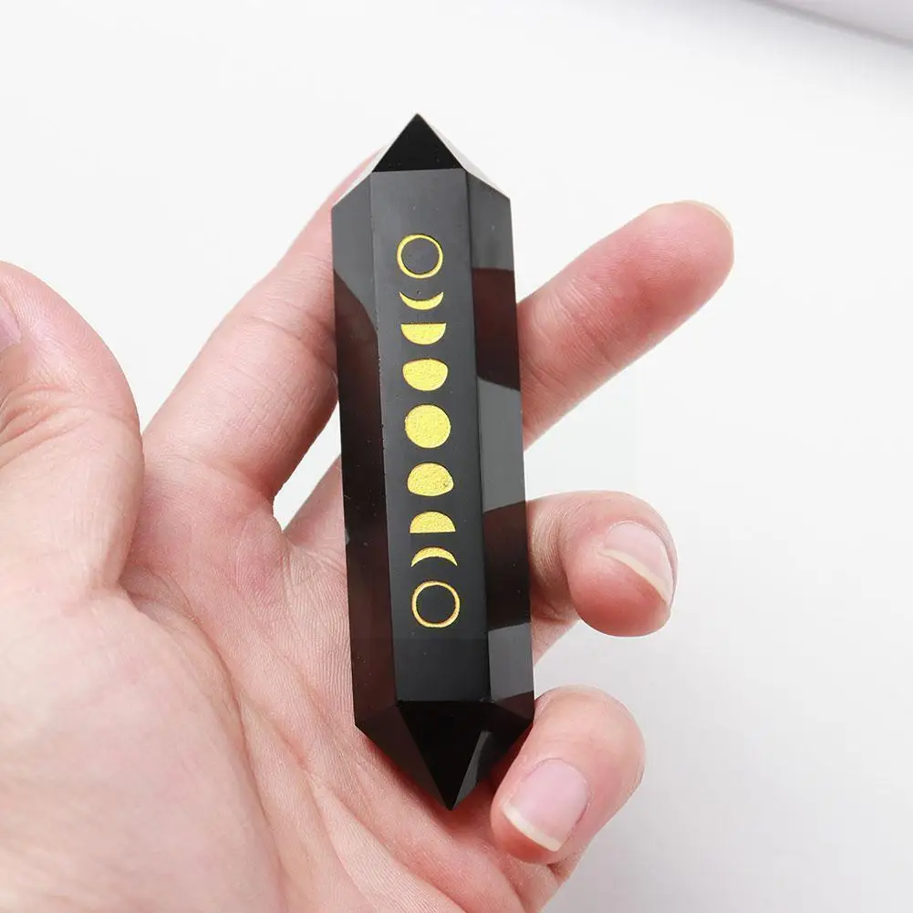 

Натуральный обсидиан, двойная заостренная колонна, шестигранная размагничиваемая энергия Eclipse, украшение лунного затмения, камень Shui Feng K9p6