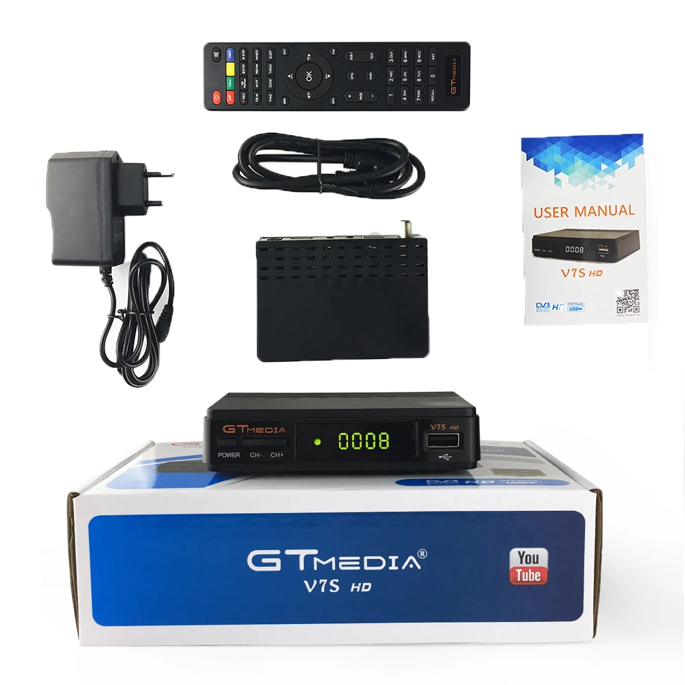 GTMEDIA V7S HD спутниковый ресивер 1080P Full DVB S2 новая версия ТВ с 1 год Европейский канал