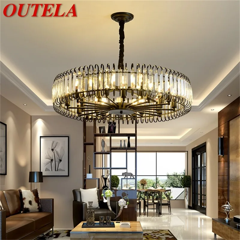

OUTELA Black Postmodern Chandelier Fixtures Crystal Pendant Lamp Light Home LED for Decoration