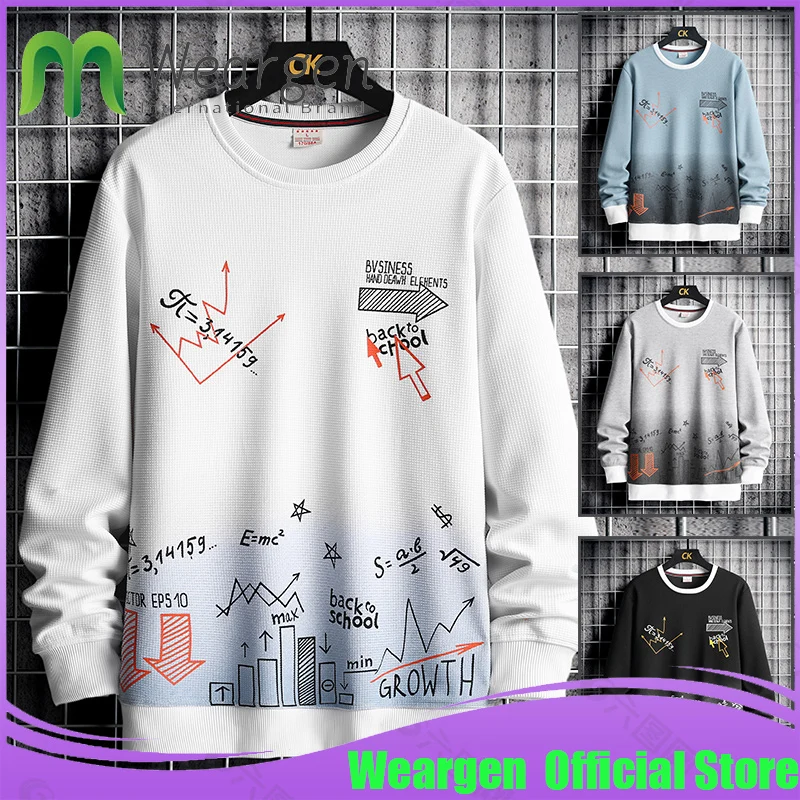 

Weargen Spring Autumn Casual Mens Hoodies Sweatshirts Harajuku Streetwear Sweatshirt Round Collar Long Sleeve Tops WY8537