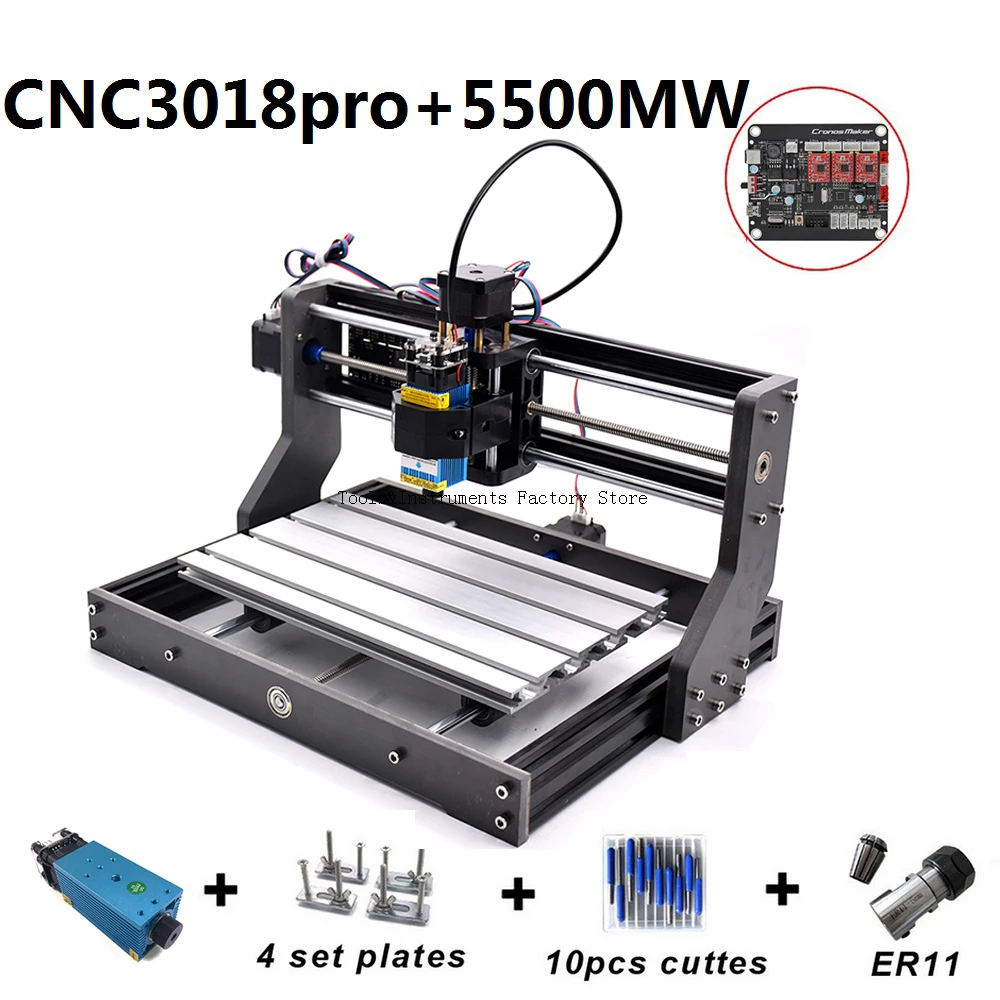 15 Вт CNC3018 Pro гравировальный станок ER11 с 500 МВт 2500 мвт 5500 МВт фрезерный станок для дерева PCB фрезерный станок для резьбы по дереву DIY