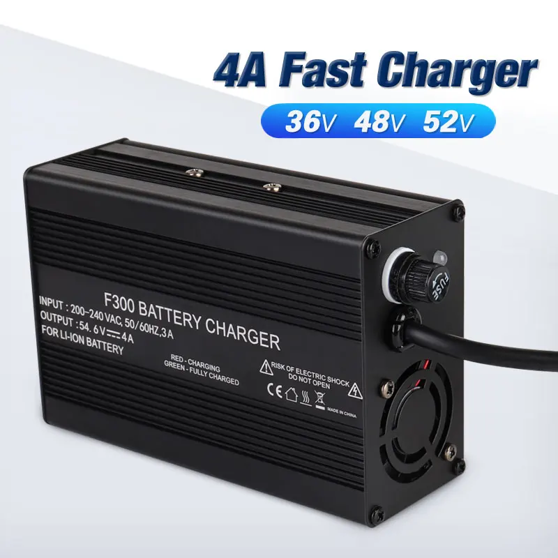 

Lithium battery charger 36V 48V 52V 4A fast charger 42V 54.6V 58.8V li-ion battery pack charger ebike electric bike DC XLR RCA