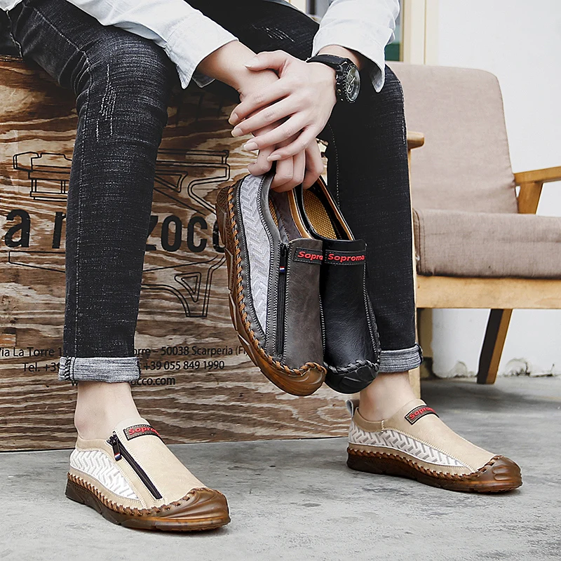 Мужские походные туфли на молнии Мужская прогулочная тренировочная обувь лоферы