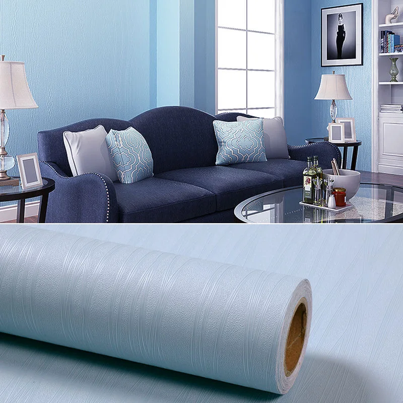 Однотонная ПВХ водонепроницаемая самоклеящаяся настенная бумага для гостиной