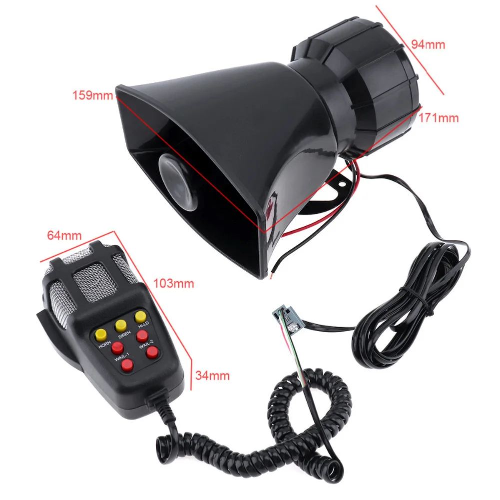 

Car Siren Horn 12V 100W with 7 Tones Sound Vehicle Horn with Mic Loundspeaker Car Accessories For Entertainment Only