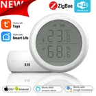 Датчик температуры и влажности Tuya ZigBee для умного дома, комнатный гигрометр-термометр со светодиодным экраном, работает с Alexa Google