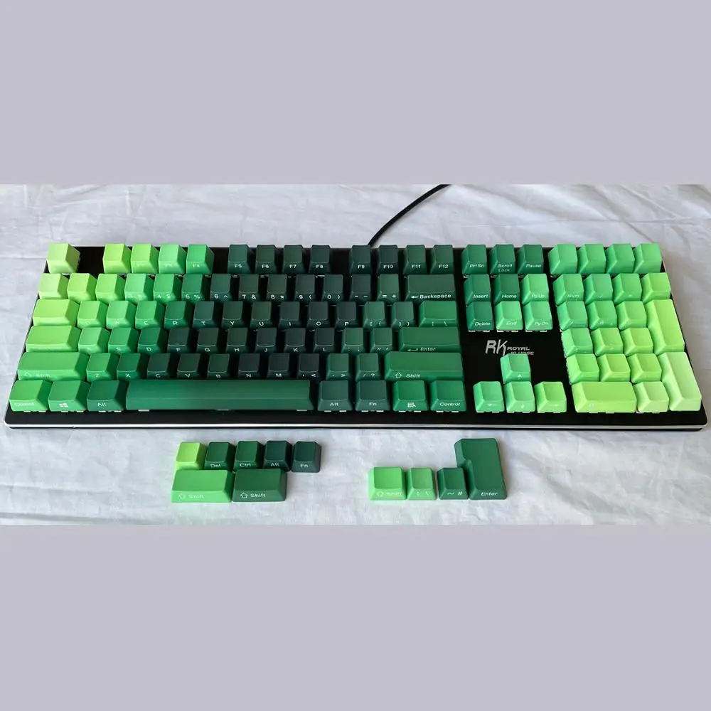 Колпачки клавиш с переключением цвета Зеленый Джунгли PBT 87 108 OEM профиль ANSI ISO