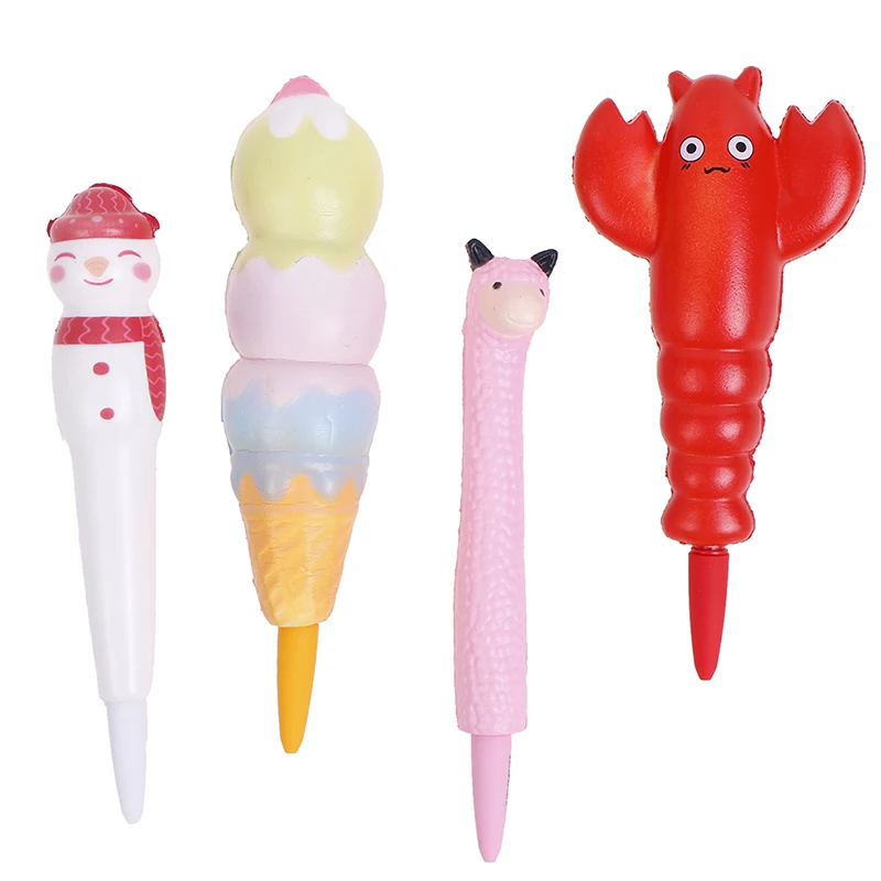

1Pc Novelty Toys Snowman Ice Cream Crab Slow Rising Pen Cap Soft Squeeze Pen Stress Relief Toy Children Gift Kids Learning Toys