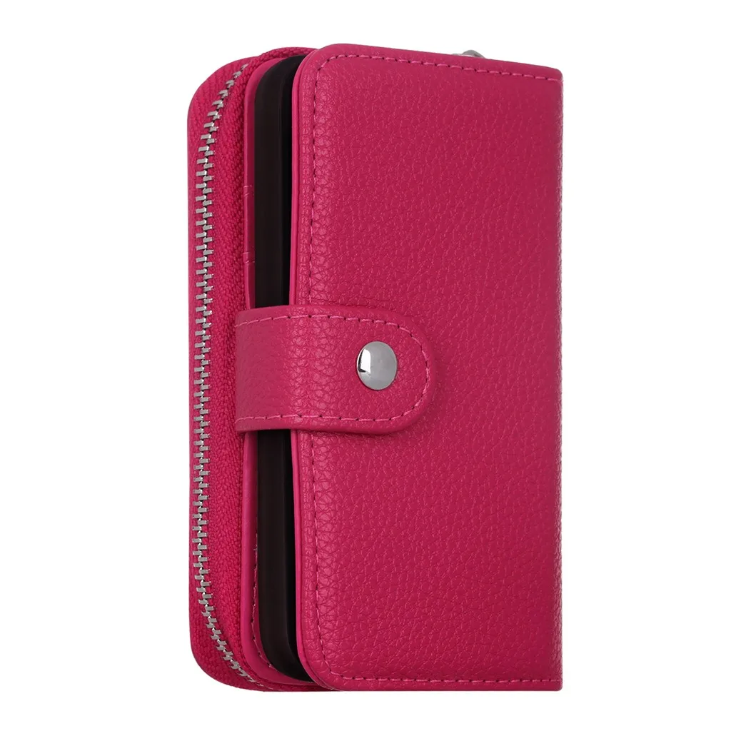 Hot Pink Litchi серии зерна удобный чехол для телефона чехол для мобильного телефона для Iphone5/5S/5SE женский кошелек длинный кошелек из искусственной кожи клатч - Цвет: Hot Pink