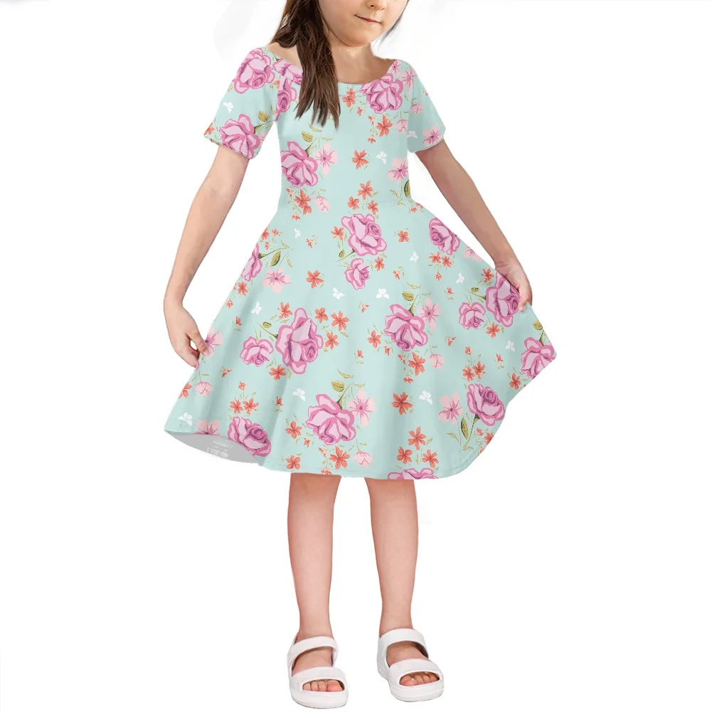 

Летнее новое модное платье Cottagecore 2021, короткие юбки для девочек, платья, оптовая продажа, детская одежда для девочек, вечерние с цветочным уз...