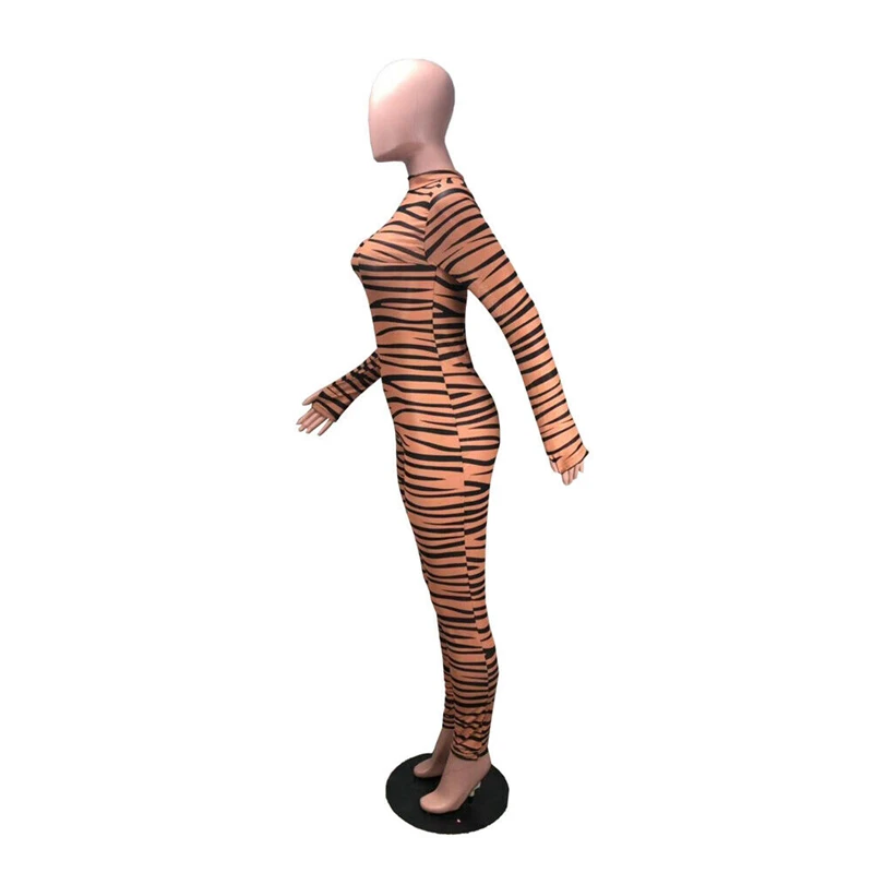 Комбинезон женский сетчатый с длинным рукавом пикантный облегающий прозрачный