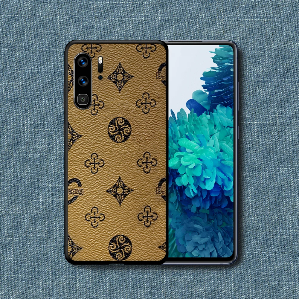 

Luxury Brand Square Flower Phone Case For Huawei P Mate Smart 10 20 30 40 Lite Z 2019 Pro black Hoesjes Silicone Etui 3D