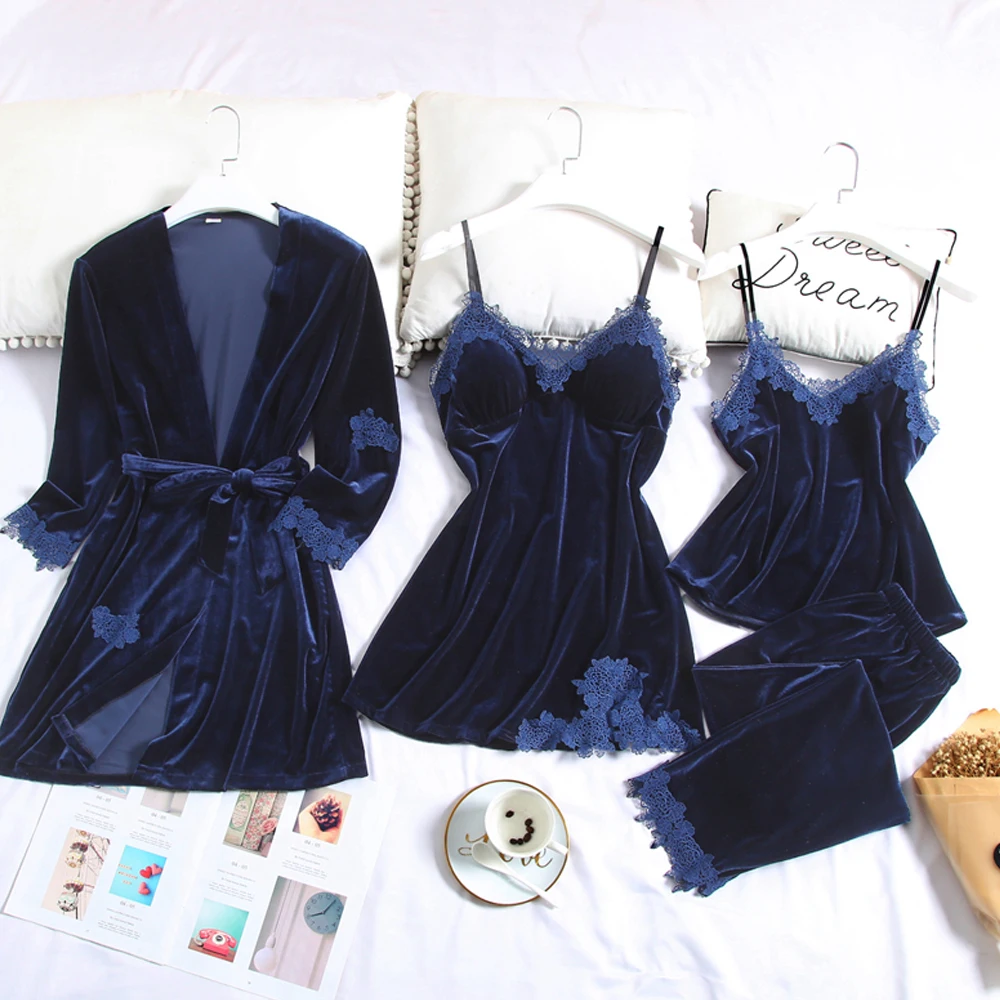 Пижама женская бархатная без рукавов с v-образным вырезом | Женская одежда