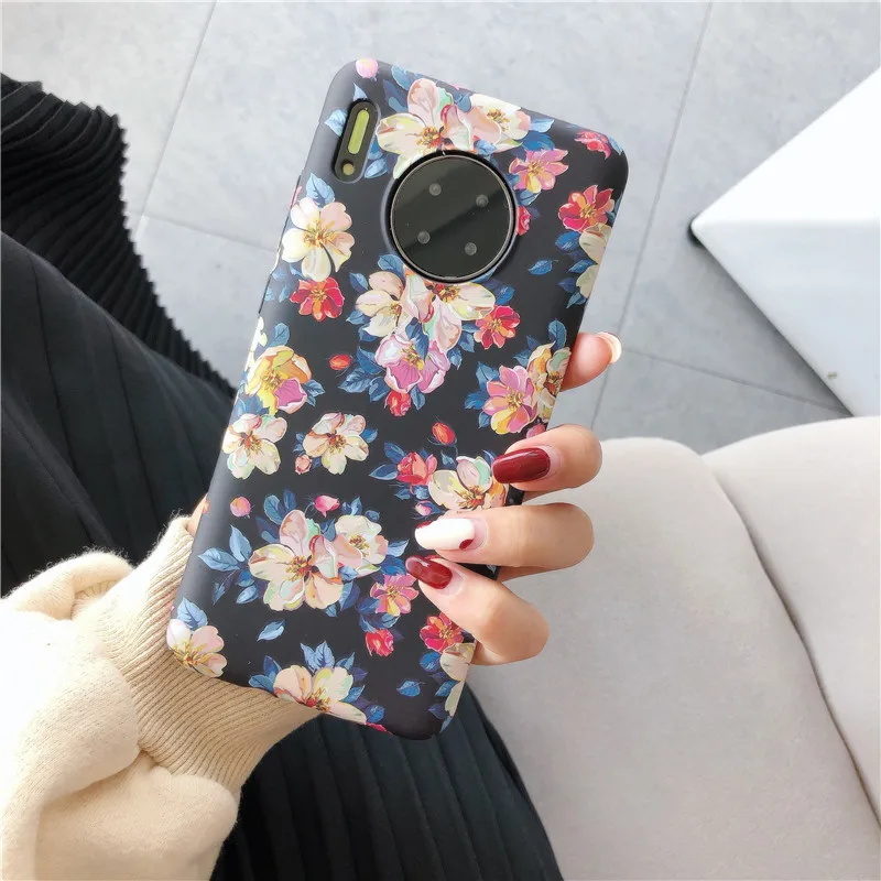 Retro Pattern Floral Flower Phone Case For Huawei Mate 30 20 Pro Lite Funda P30 P20 Hard PC Back Cover |