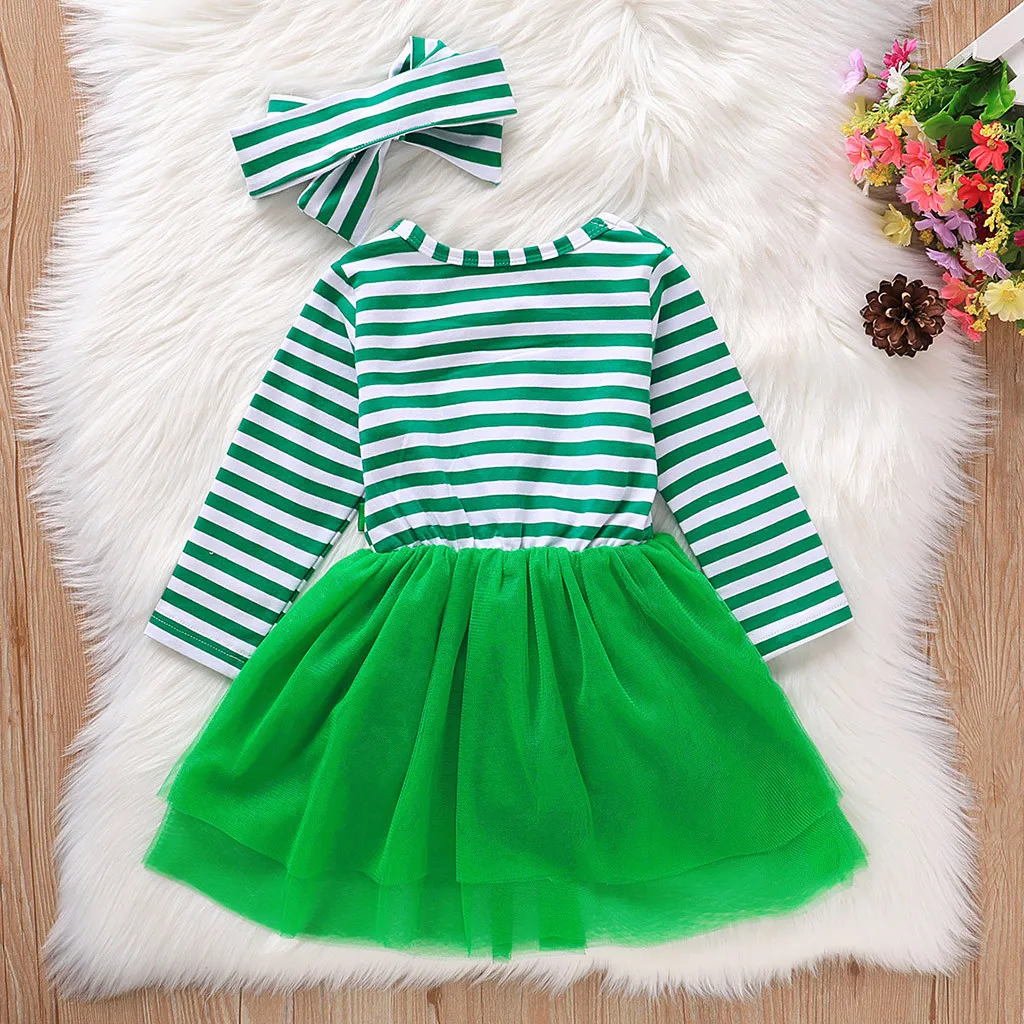Новинка 2020 весенне-летнее платье для девочек принцессы в полоску на День Св.